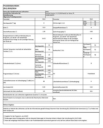Haier I-PRO SERIE 7 (HW80-B14979) Waschmaschine (8kg) inkl. Dampffunktion, Selbstreinigungssystem