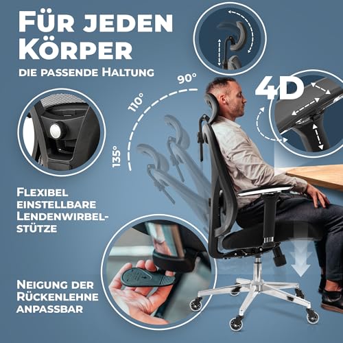 CleverSeat office chair, ergonomic, 100% individually adjustable | Swivel chair >150 kg