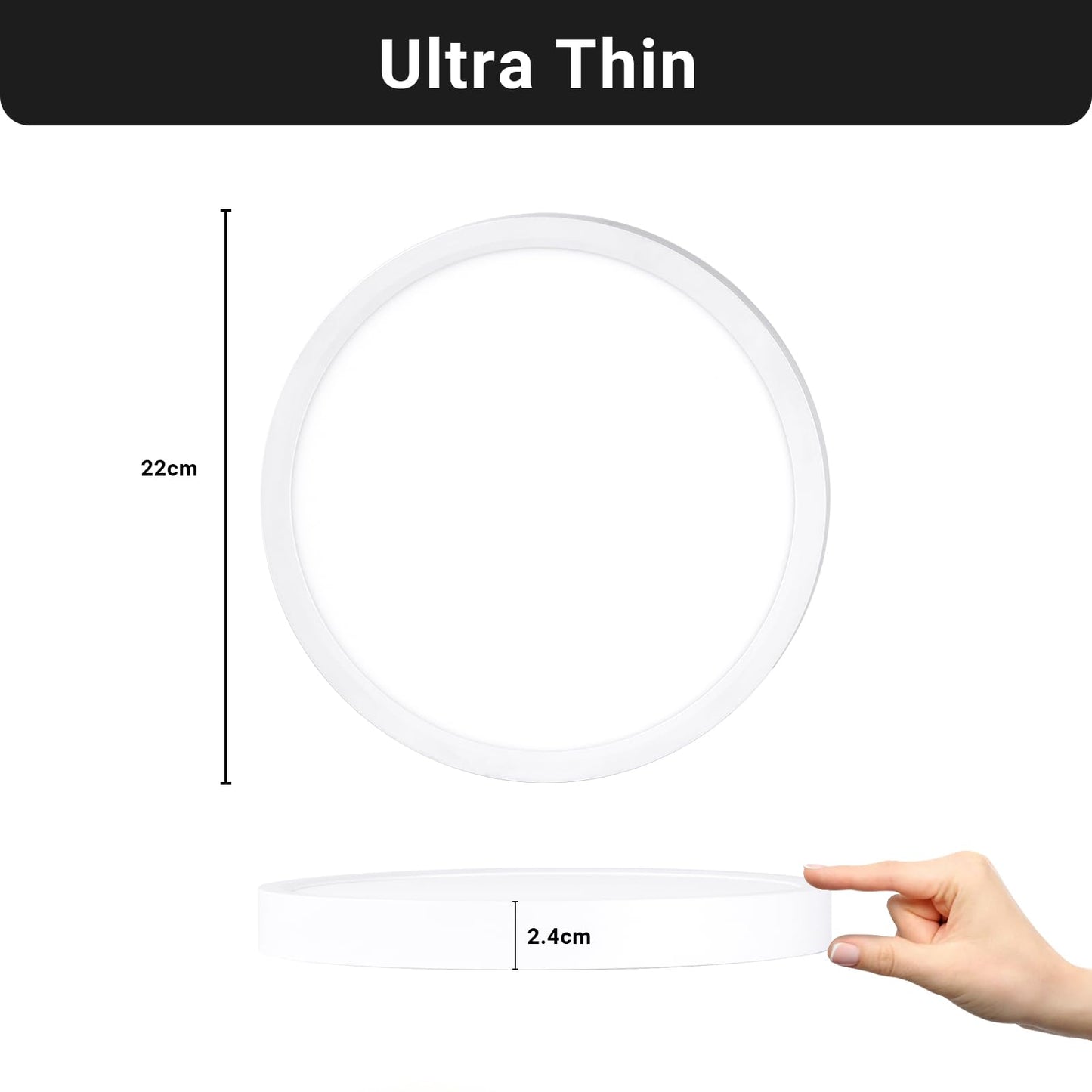 LQWELL® Round-Flat LED Ceiling Light, IP44 Waterproof (18W, 4000K)