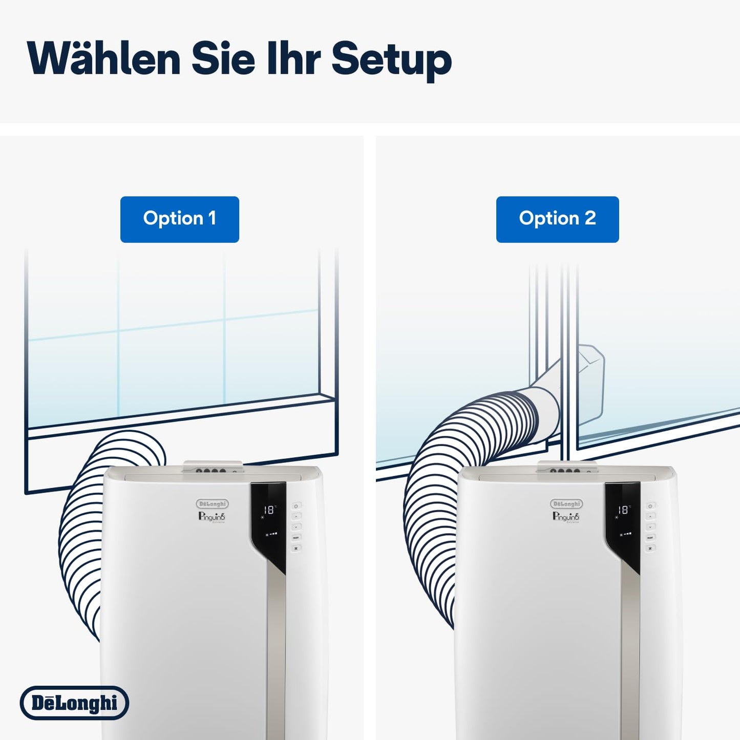 De'Longhi 'Pinguino PAC EX93' air conditioner with exhaust hose: Whisper Technology