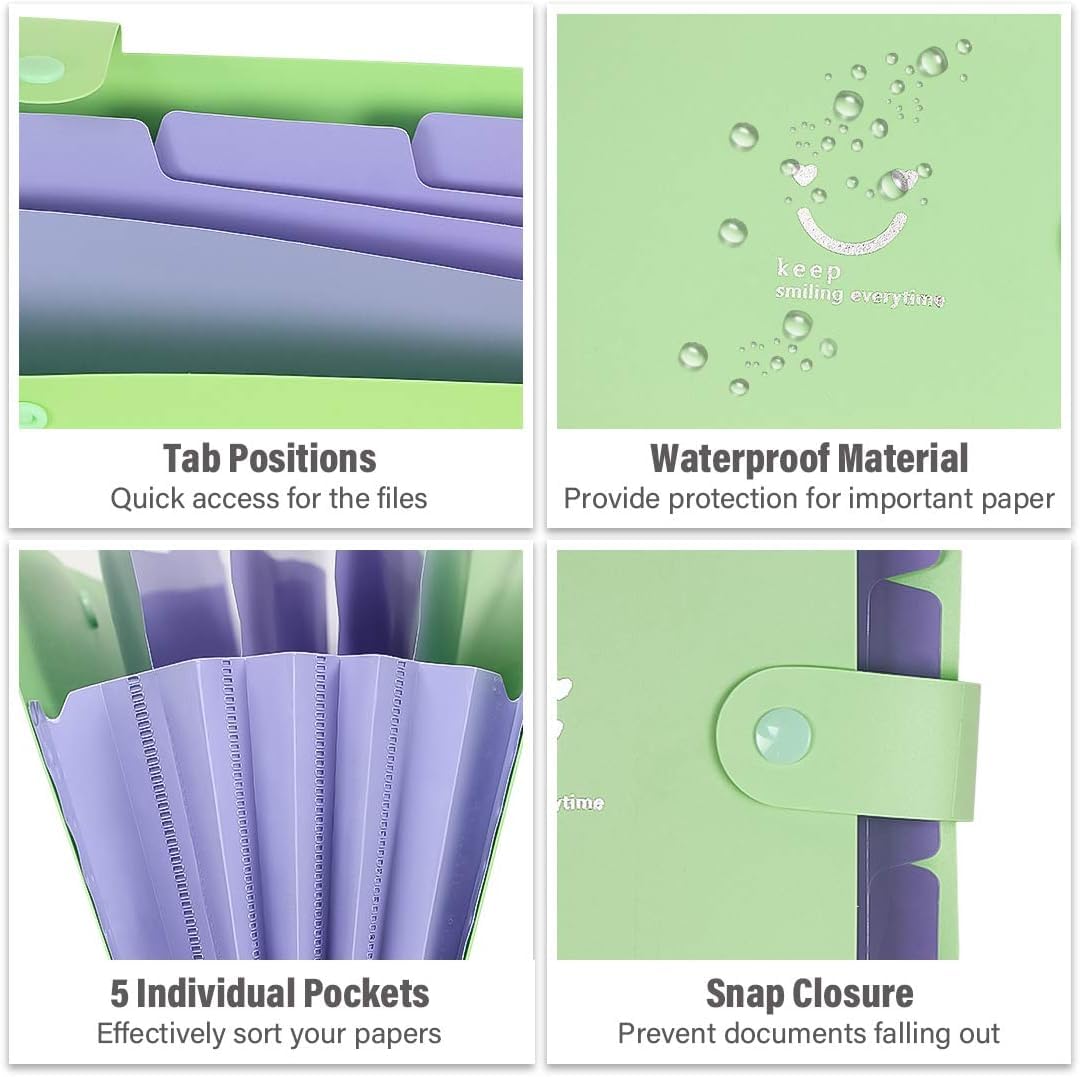 Document folder in A4 format (6 pieces): Organizer folder with 5 compartments & sticky notes
