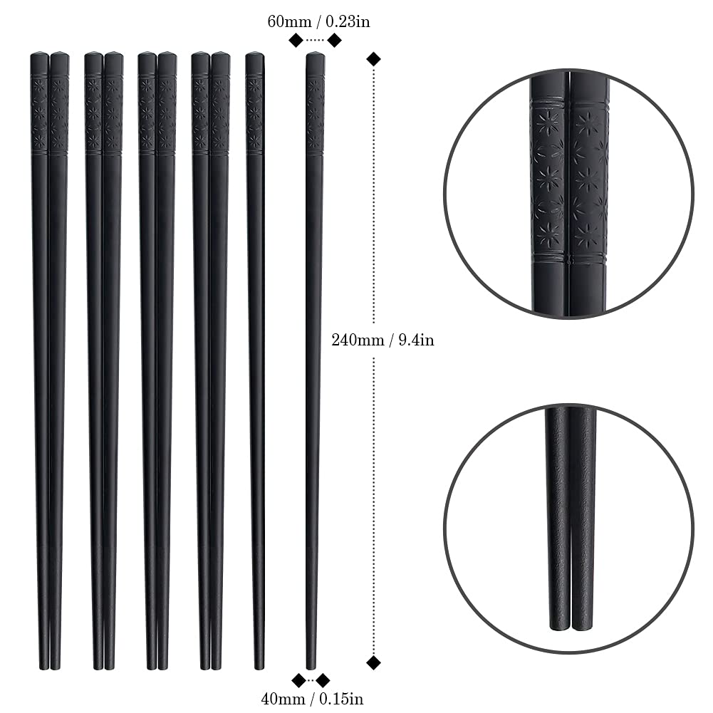 Japanese Fiberglass Chopsticks: Dishwasher Safe, Reusable Alloy (Black)