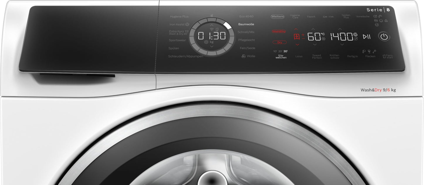 Bosch (WNC244070) Serie 8 Waschtrockner (9kg & 6kg-Waschen & Trocknen): Iron Assist
