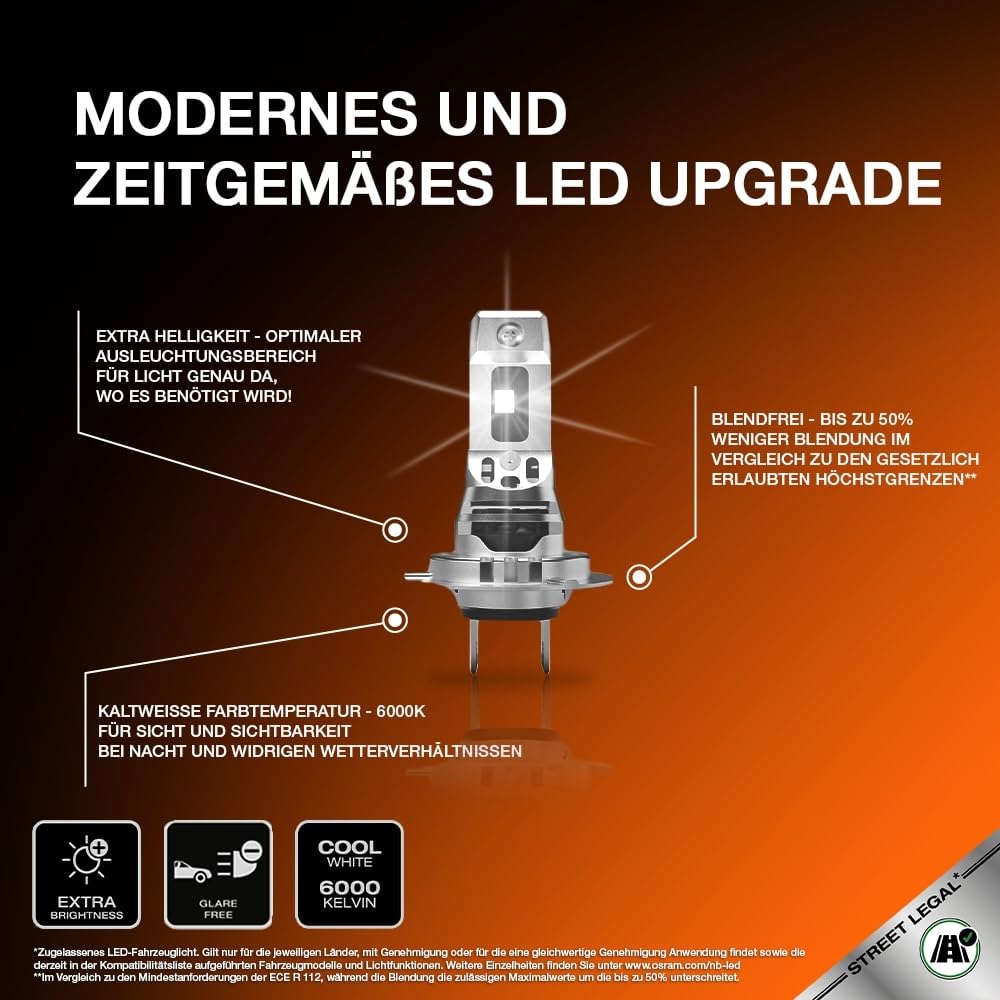 OSRAM Night Breaker (LED-Speed H7): Fern- und Abblendlicht mit Straßenzulassung, 6000K