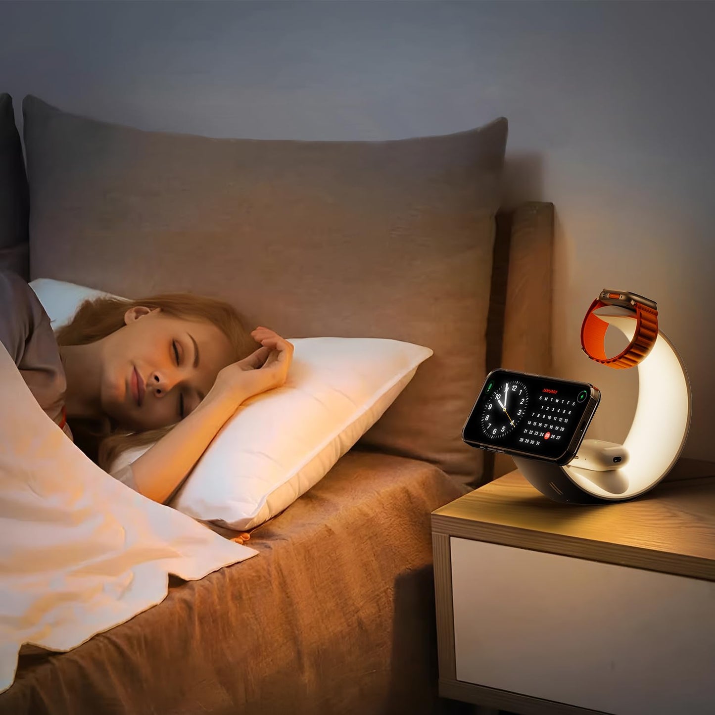 3-in-1 Ladestation mit RGB-Licht für iPhone, Watch & AirPods