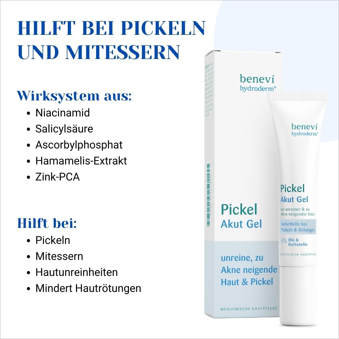 Pickel Akut Gel (15ml): Akne Gesichtspflege gegen Unreinheiten mit klärender Salizylsäure