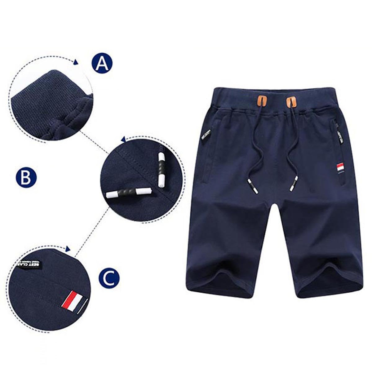 JustSun Men's Sports Shorts for Summer: Cotton, Elastic Waist