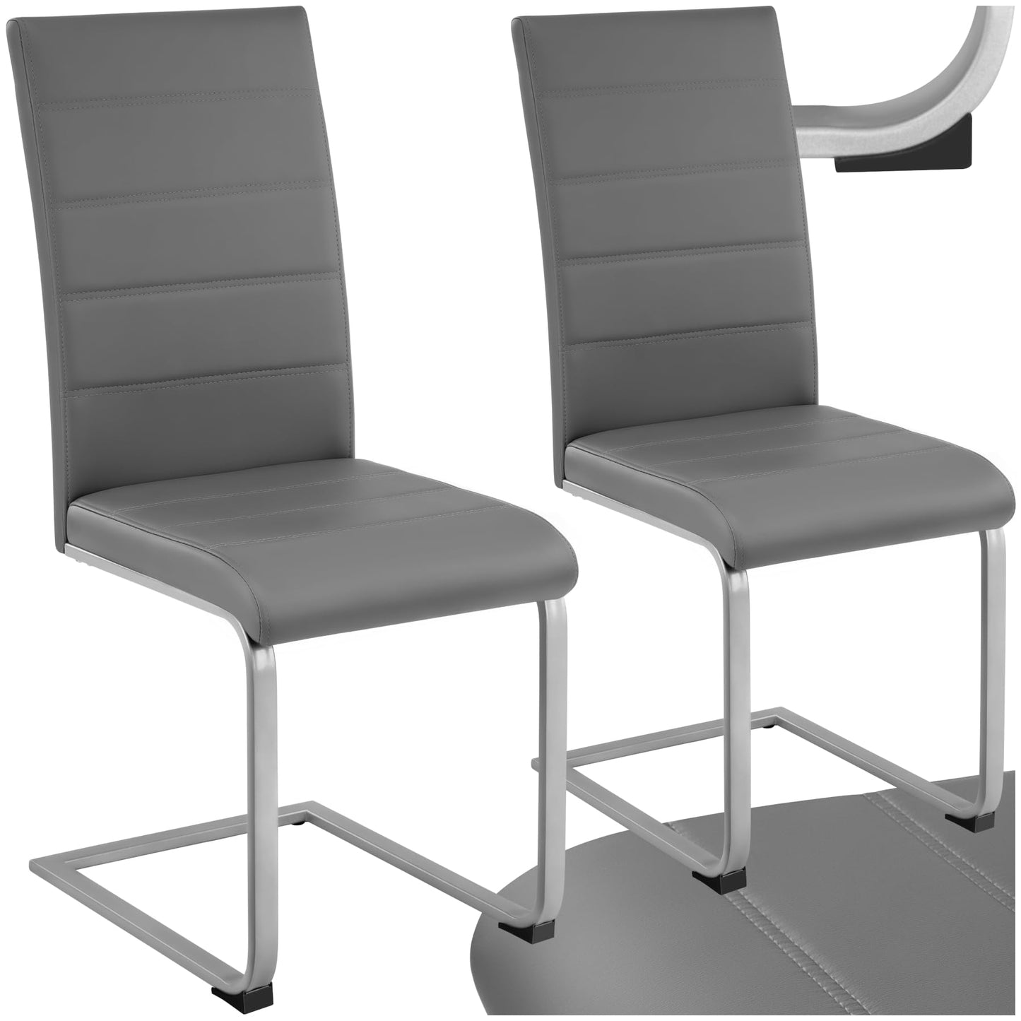 tectake® 2er Set Esszimmerstühle | Modern, bequem und vielseitig einsetzbar (Grau)