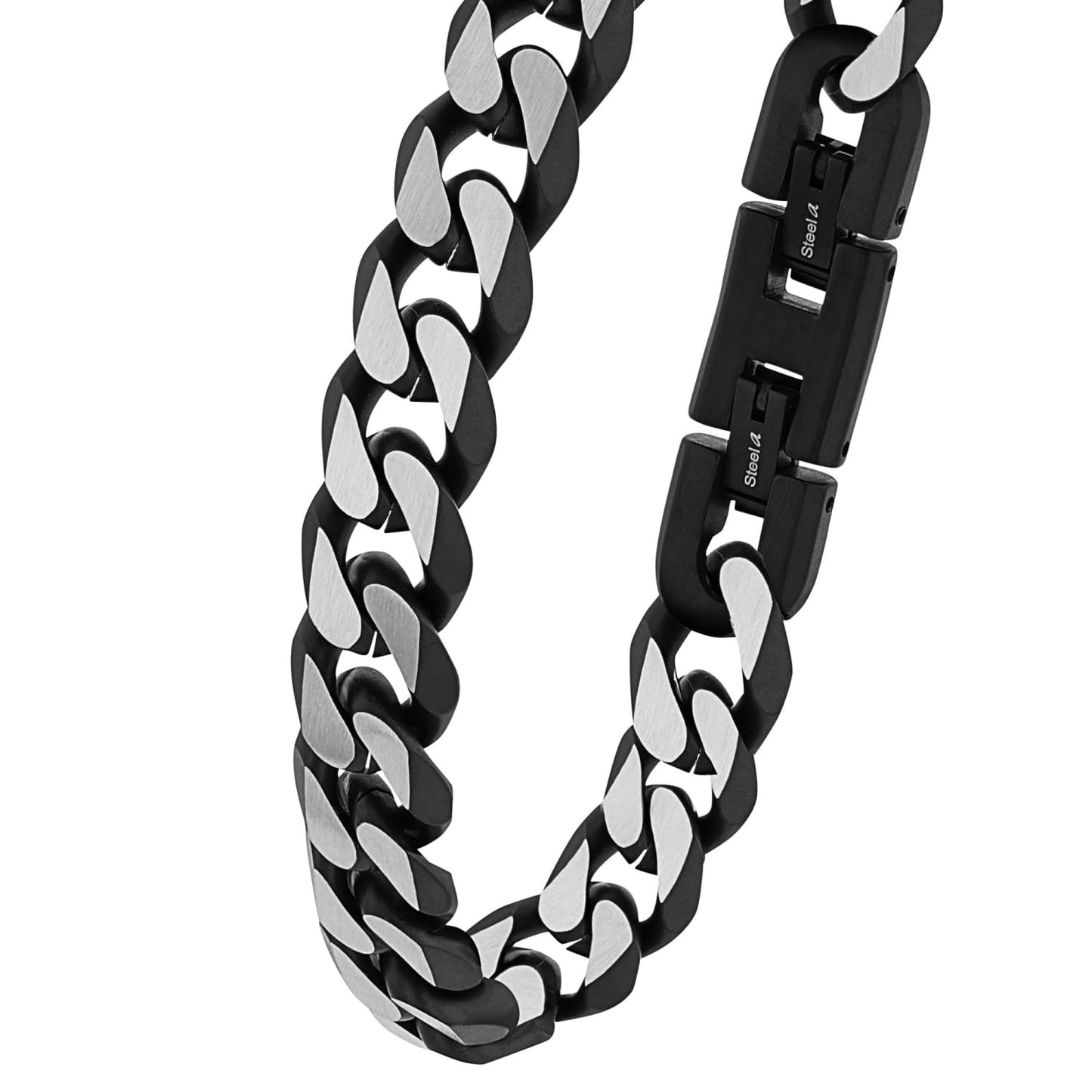 s.Oliver men's bracelet made of stainless steel (matte black): Curb links - Adjustable