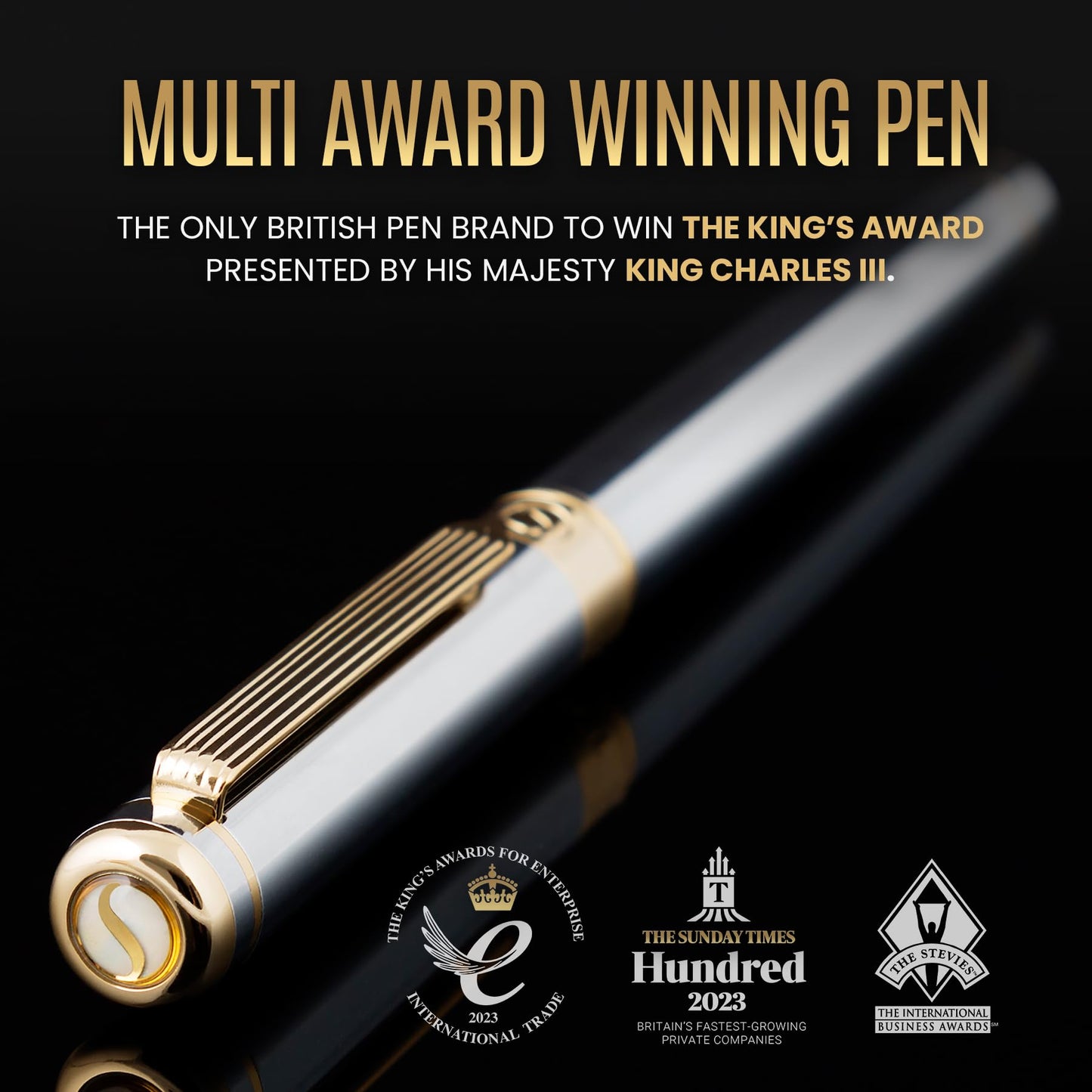 Scriveiner Silver Fountain Pen with Real Gold Finish, Schmidt Gold-Plated Nib (Medium), Best Gift for Men and Women, Managers, Executives (Silver Chrome)