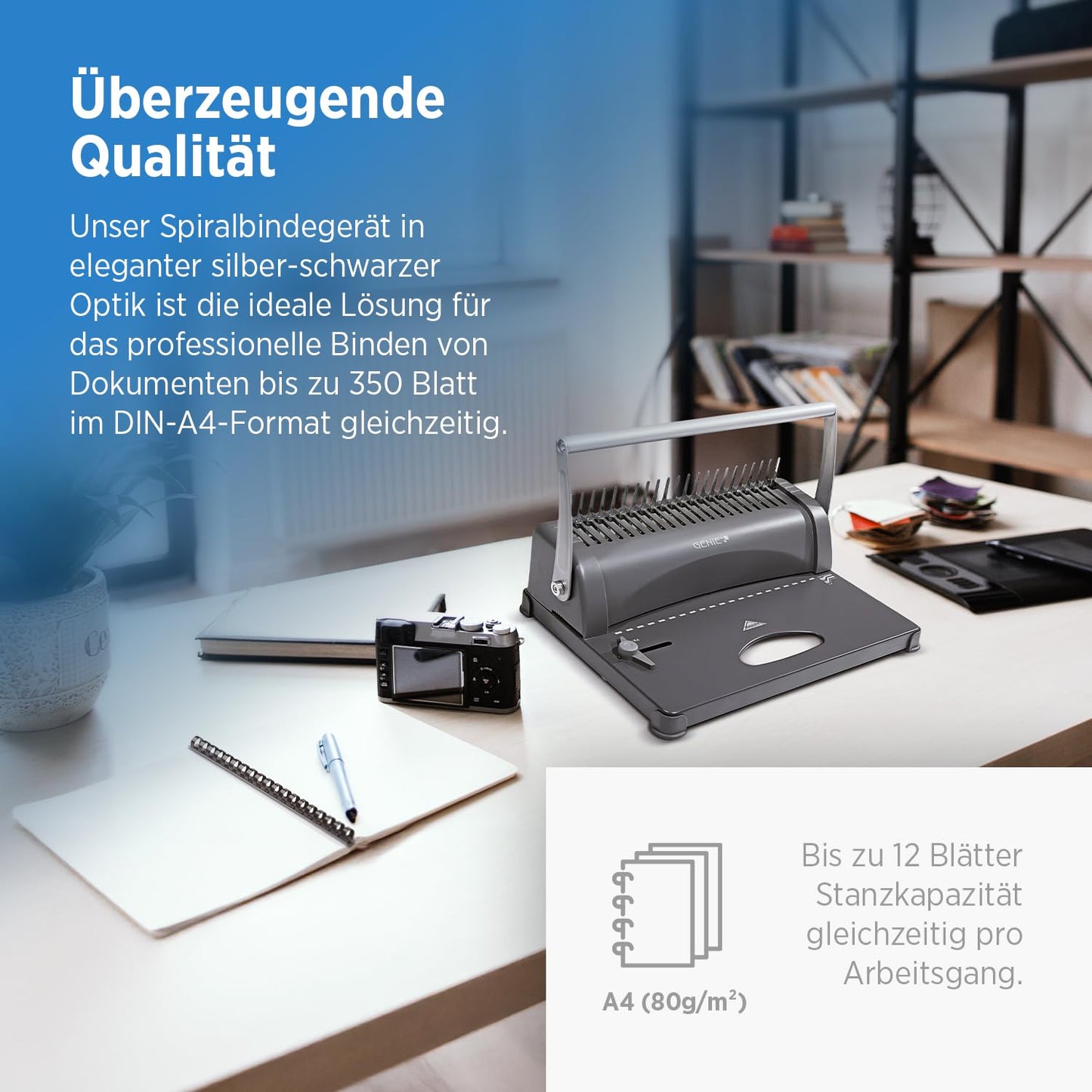 Genie (CB 850) punch and spiral binding machine including 75-piece accessory set