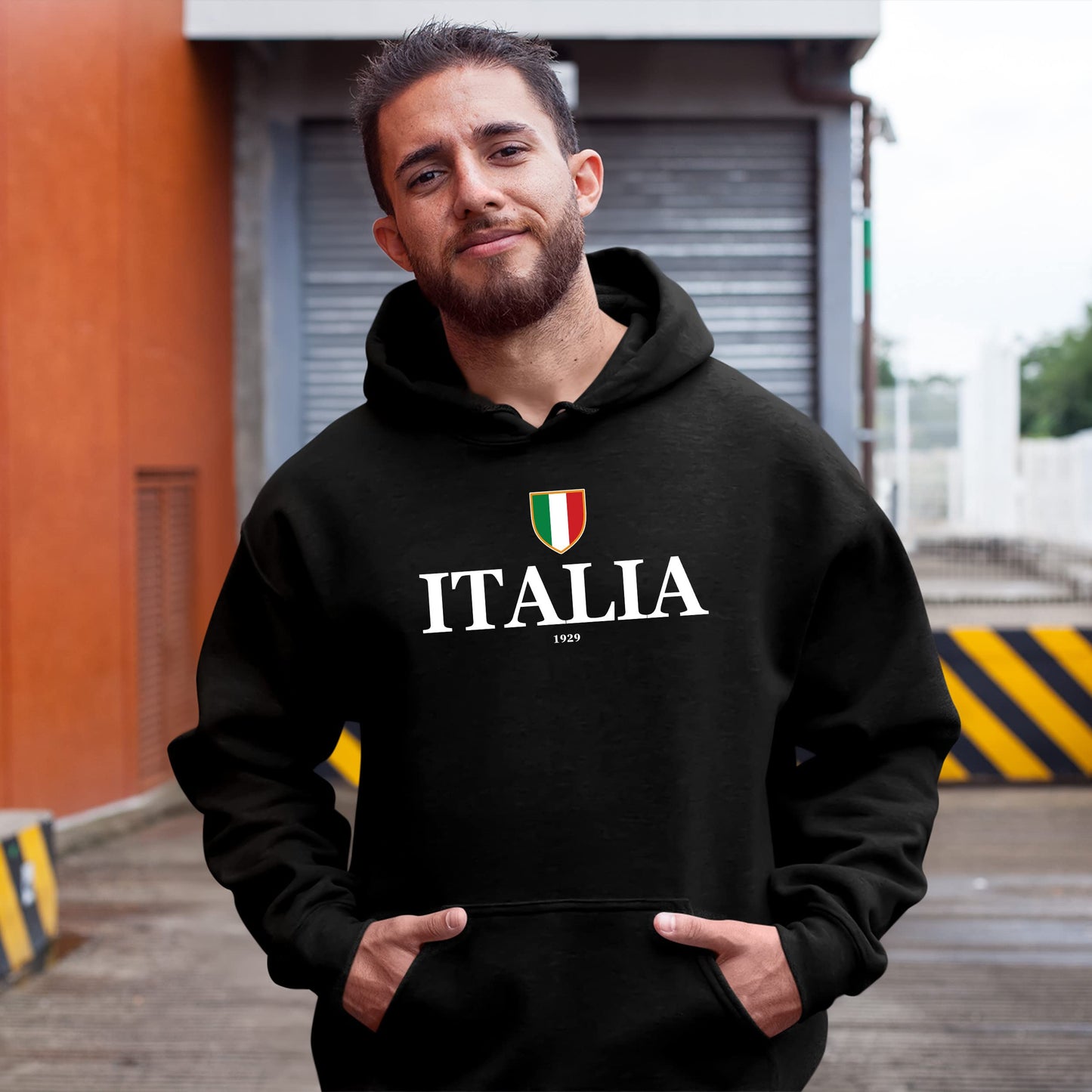 ITALIA men's hoodie with Italian flag in royal blue