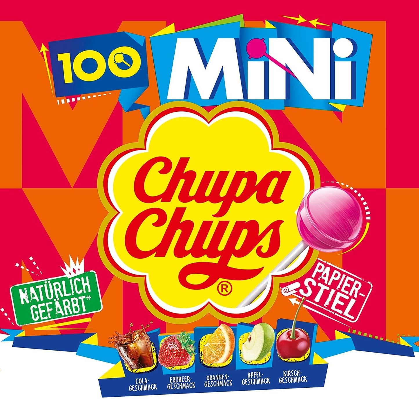 Chupa Chups Mini Classic Lutscher-Beutel (100 Mini-Lollis x 6g) geeignet für Geburtstage