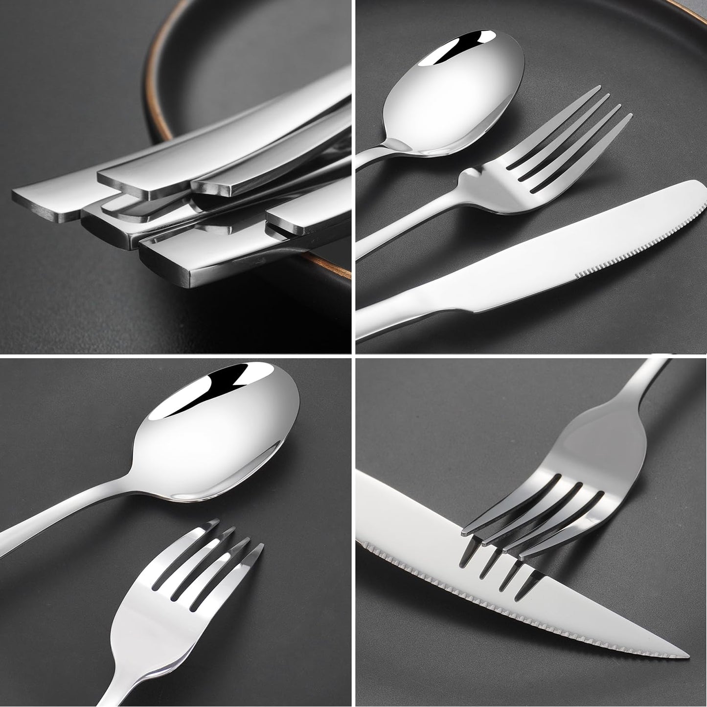 Deleca stainless steel cutlery set for 12 people (72 pieces): Dishwasher safe, silver table cutlery for home