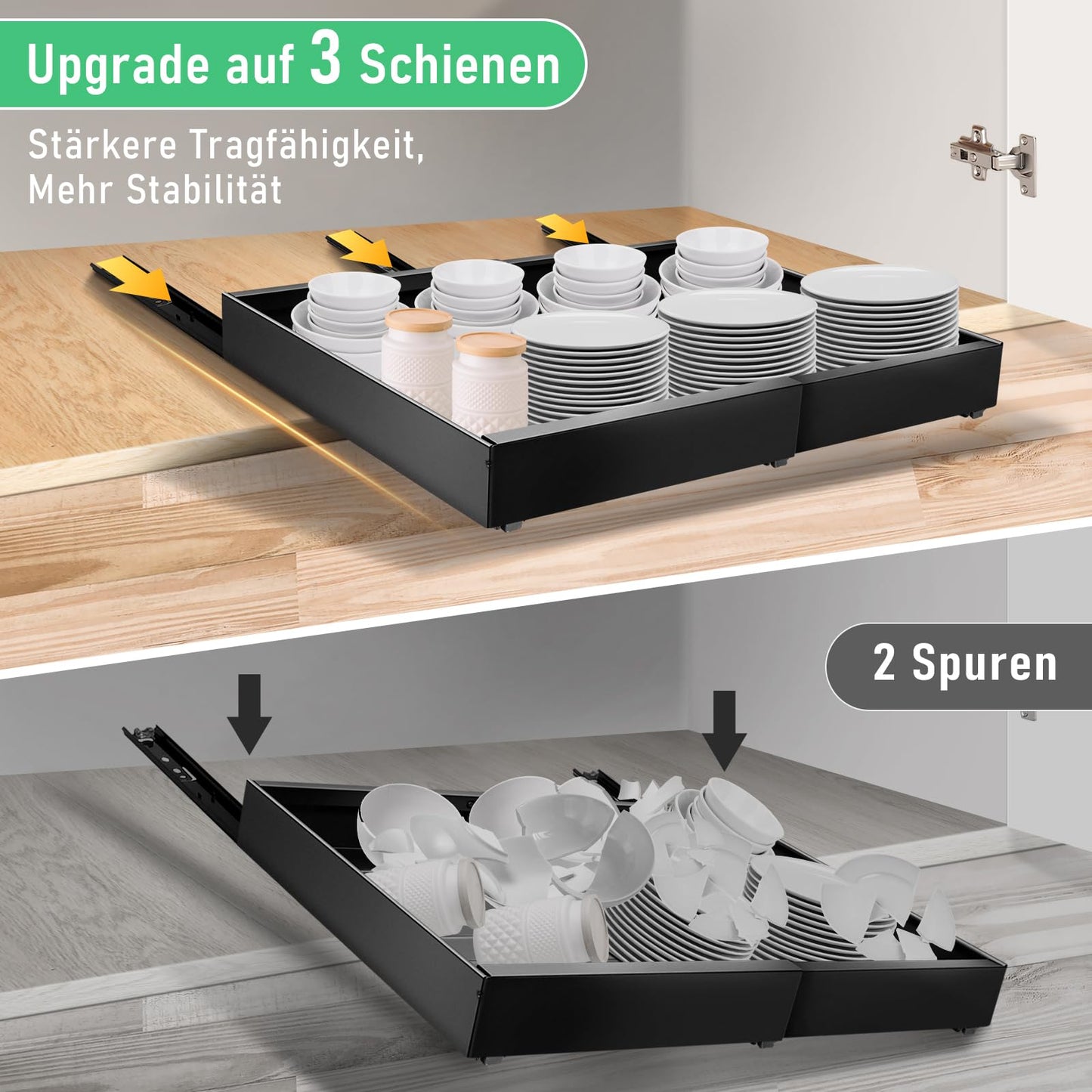 ICARE Adjustable Carbon Steel Telescopic Drawer (32-52cm): Extendable Kitchen Organizer