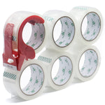 BOMEI PACK Paketband Set | 6 Rollen klar à 66m + Abroller, vielseitig & leicht abrollbar