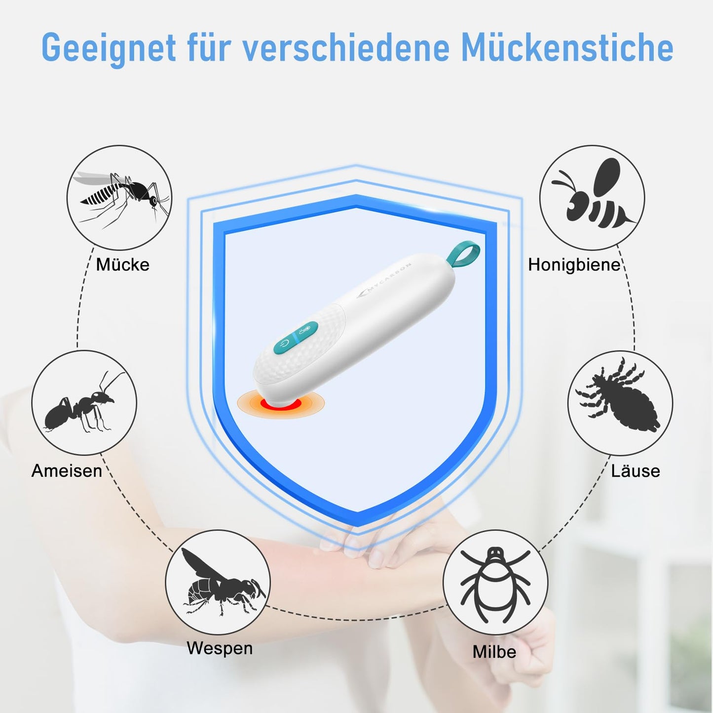 MYCARBON Insektenstichheiler: Hitzestift Behandlung von Juckreiz & Schmerz & Schwellungen