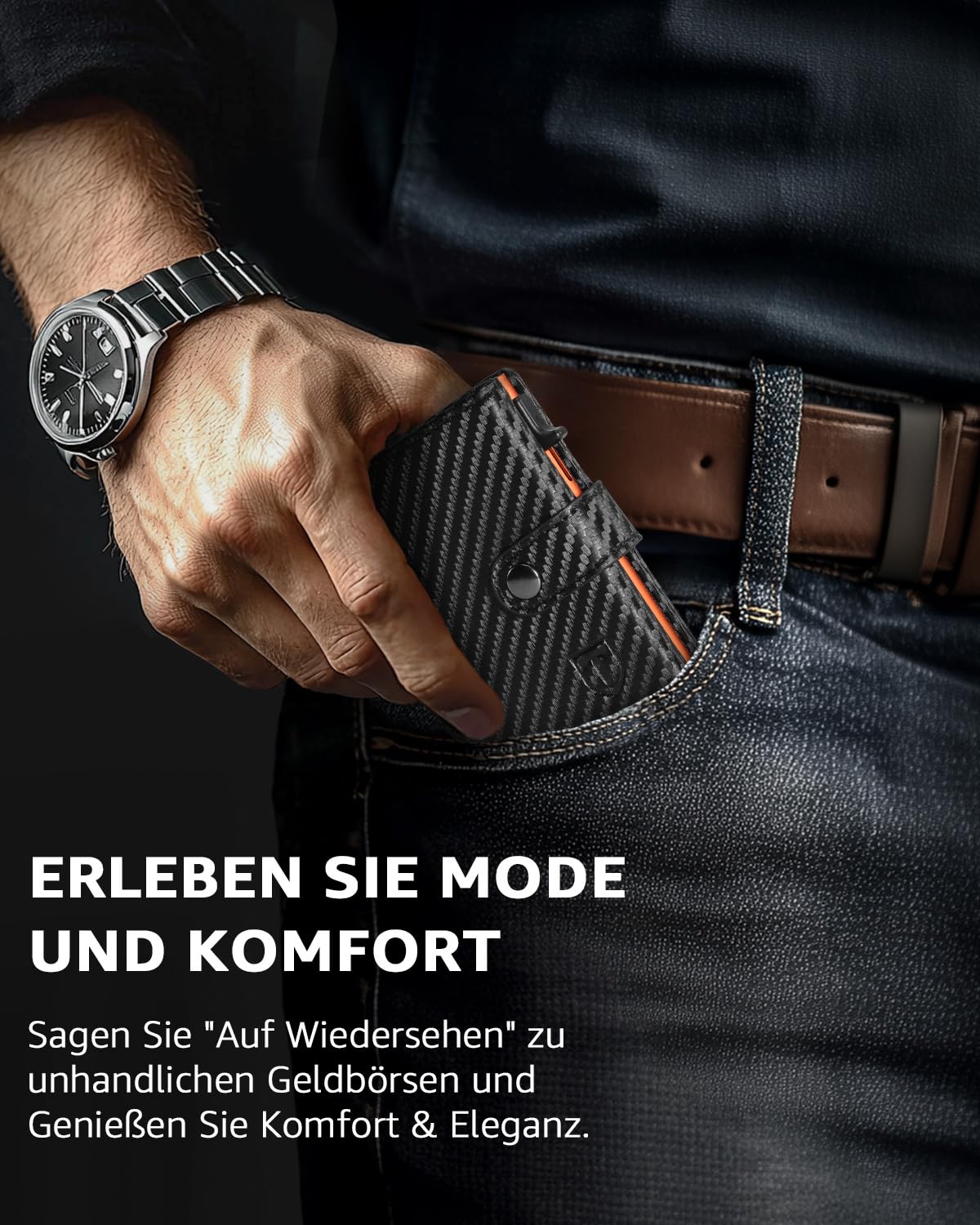 Slim wallet for men with coin pocket & RFID protection: credit card holder