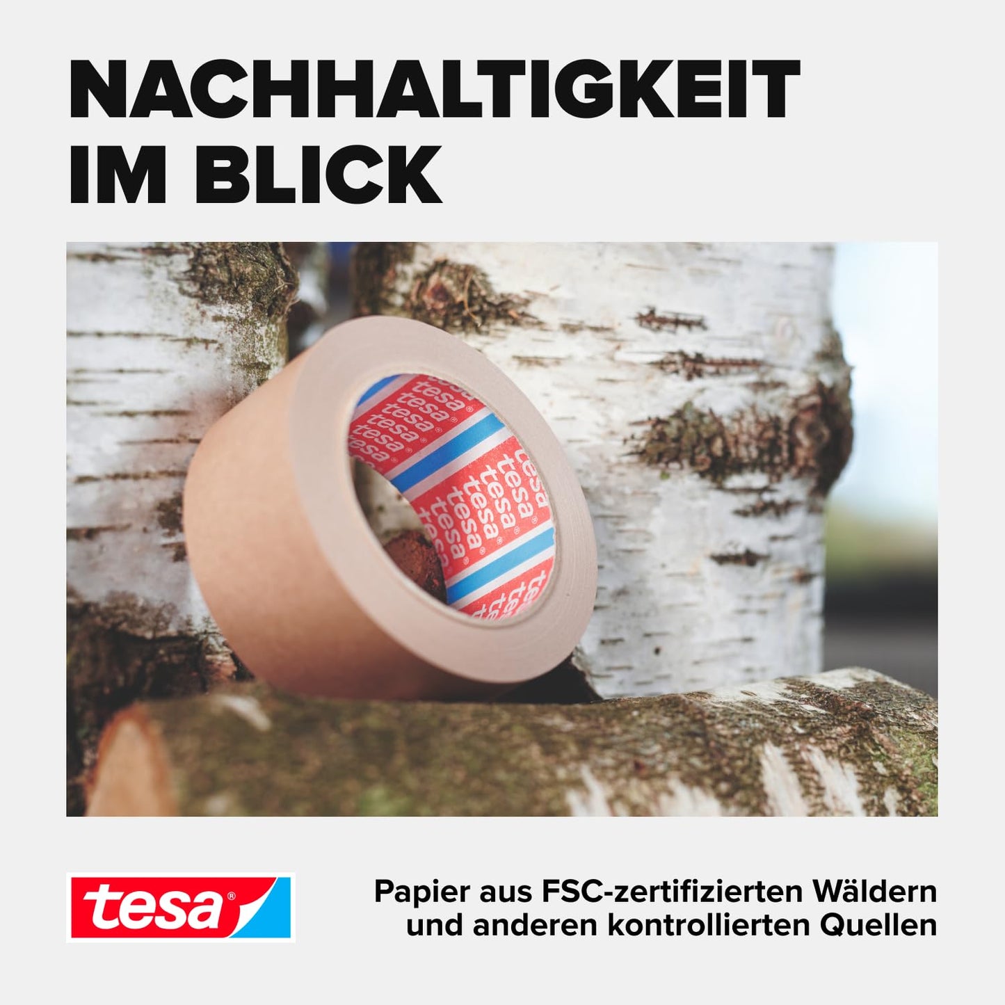 tesa parcel tape (brown): 6 rolls of 50m x 50mm, FSC-certified & recycling-friendly