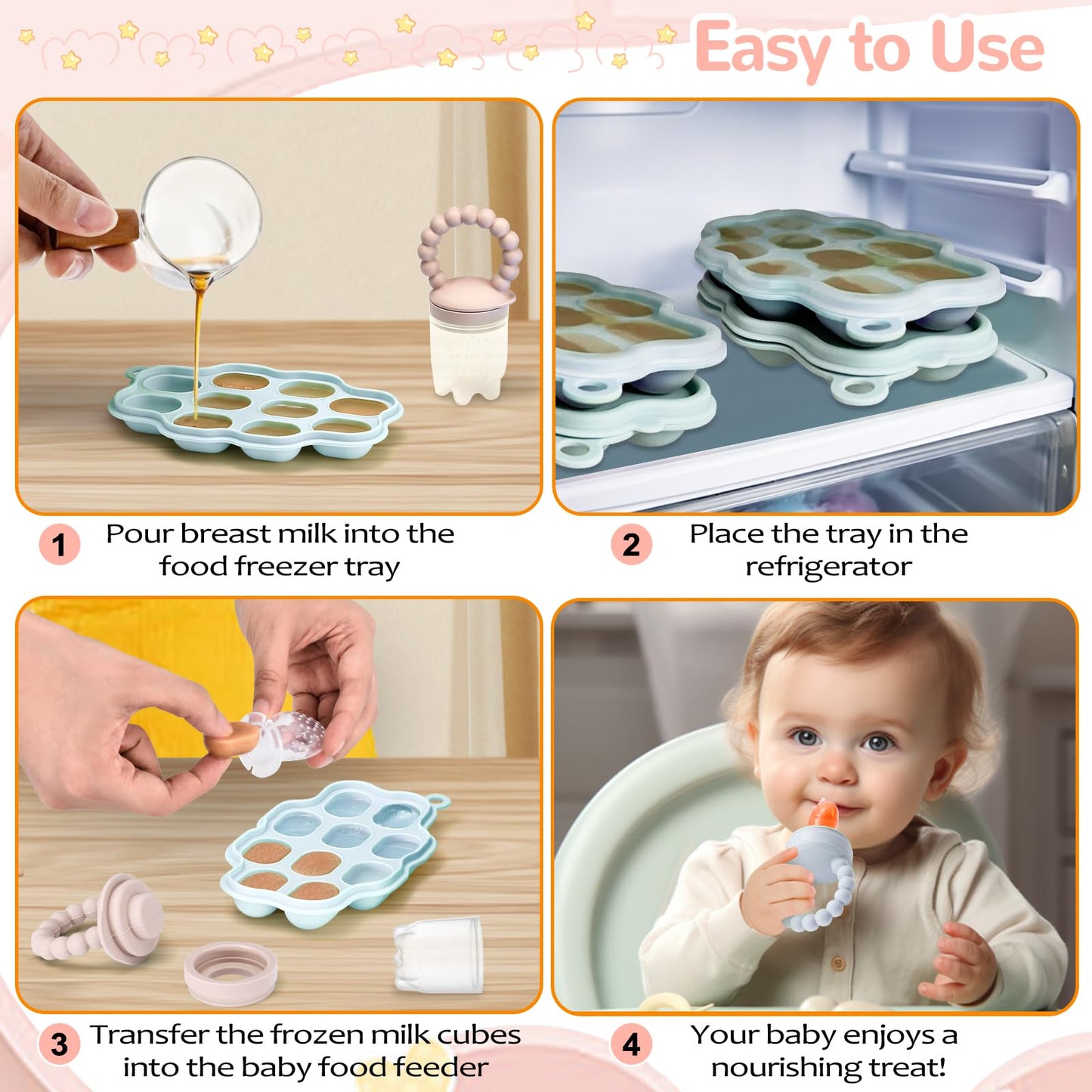WEST STORY Baby Fruchtsauger, Beißspielzeug (5x Silikon Sauger in 3 Größen)