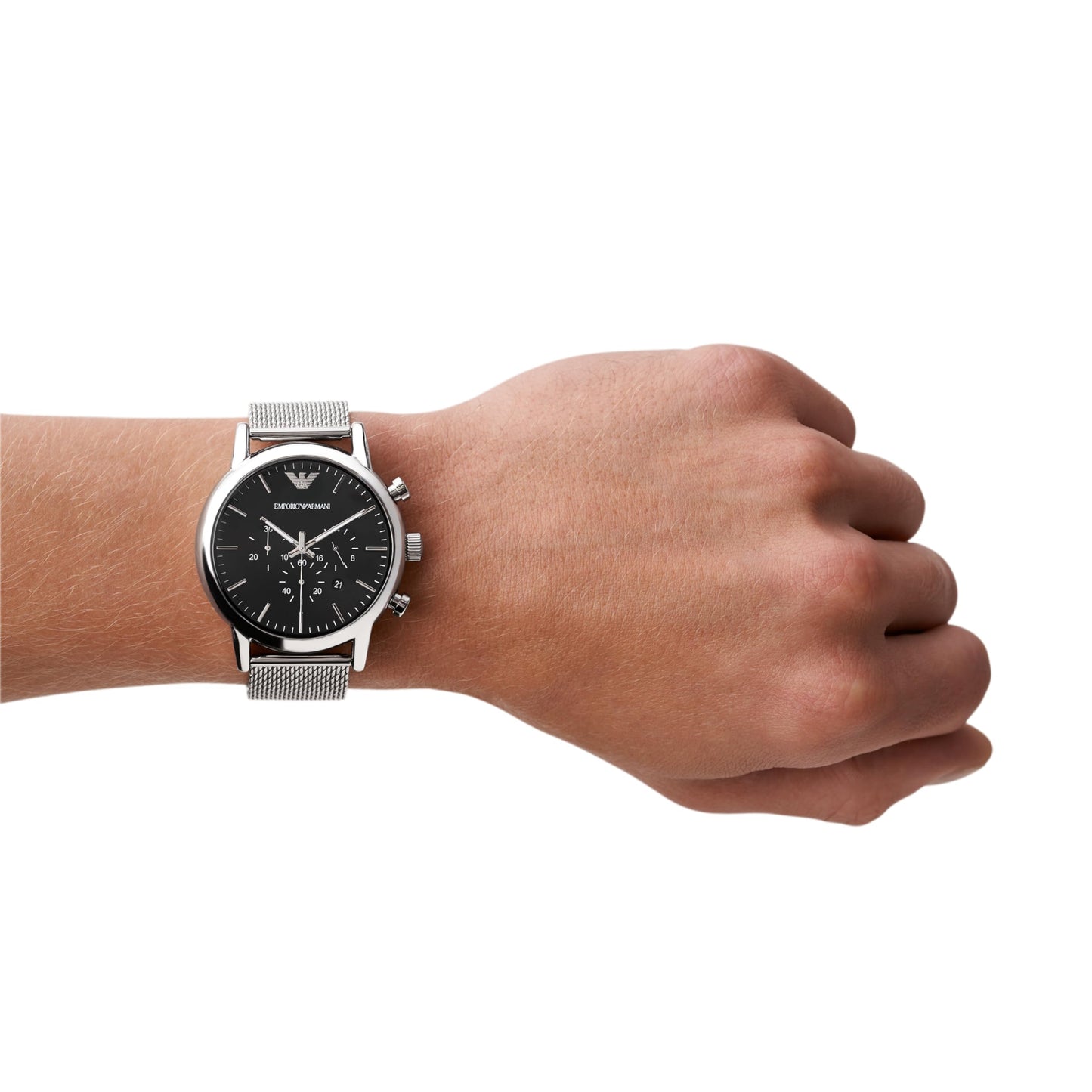 Emporio Armani 'AR1808' Chronograph-Herrenuhr (46mm): Edelstahl, Wasserdicht