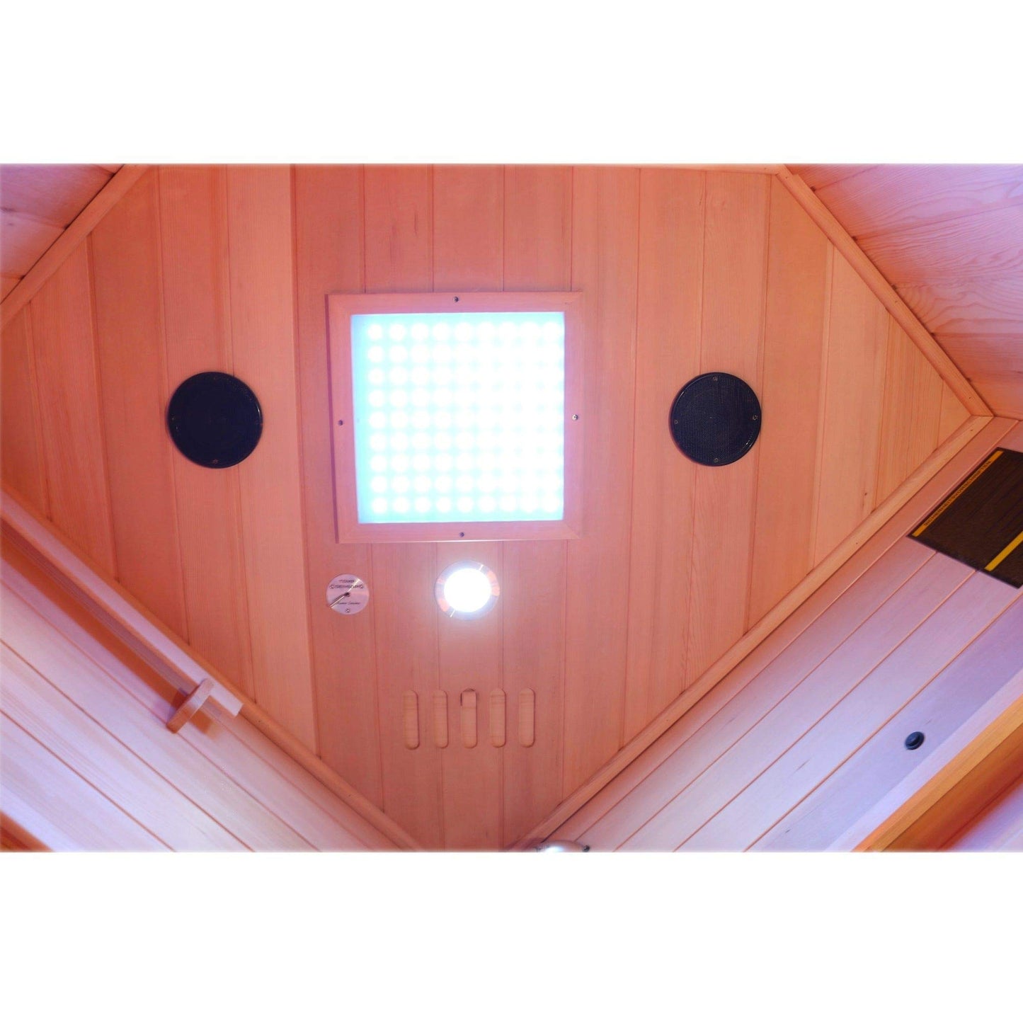 Dewello® infrared sauna 'Lakefield 3' (140x140cm) for 2-3 people made of hemlock wood, LED, Bluetooth
