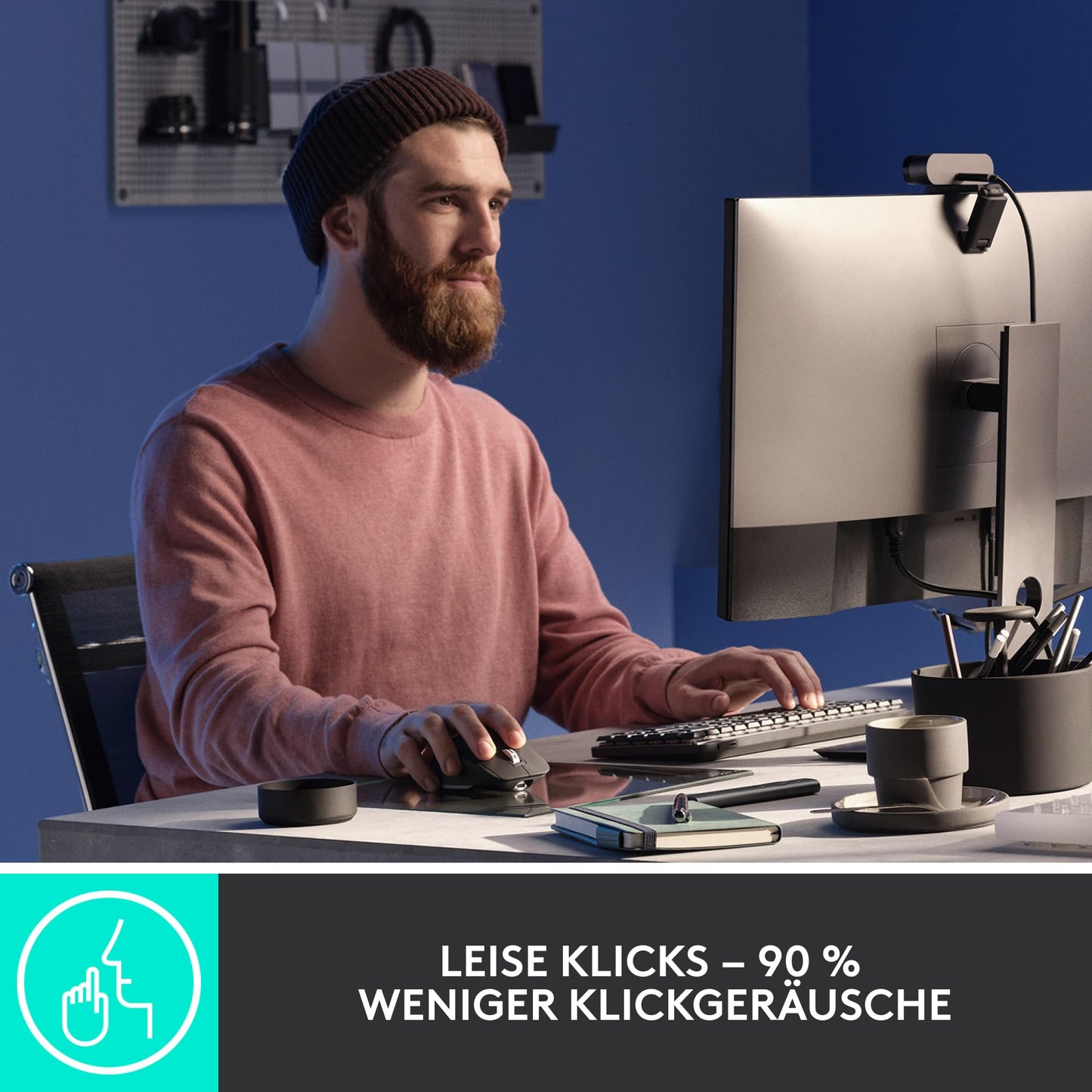 Logitech MX Master 3S: Kabellose Performance-Maus mit ultraschnellem Scrollen (Leise-Klick)