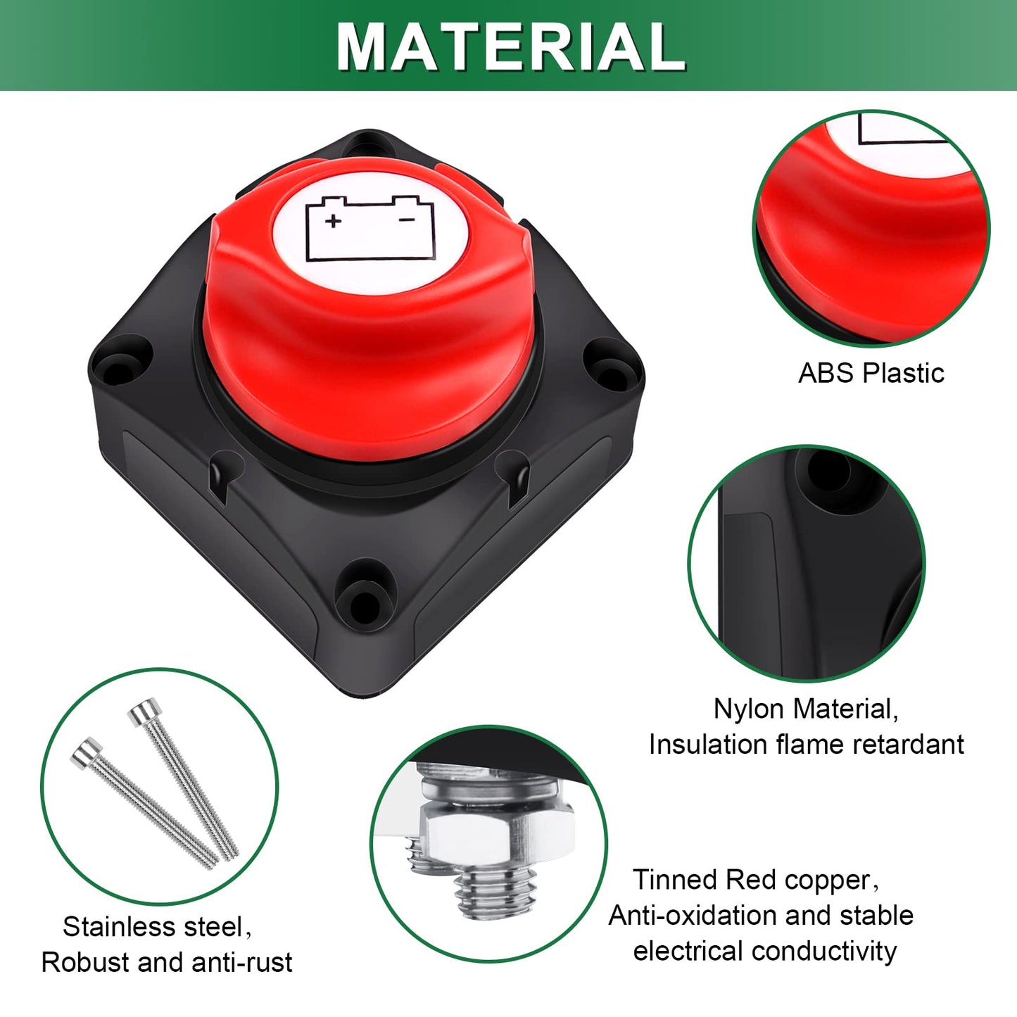 Bolatus battery disconnect switch 12V-24V-48V | 1-2-Both-OFF, 275A battery disconnect master