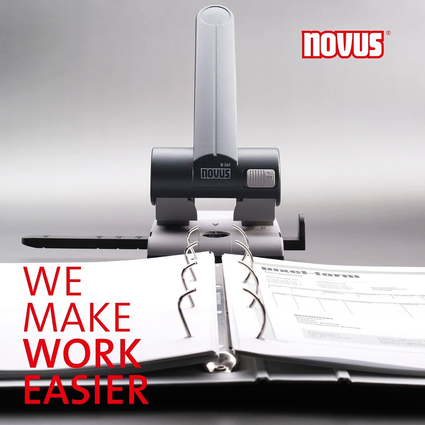 Novus (B 265) filing hole punch for the office in grey-black