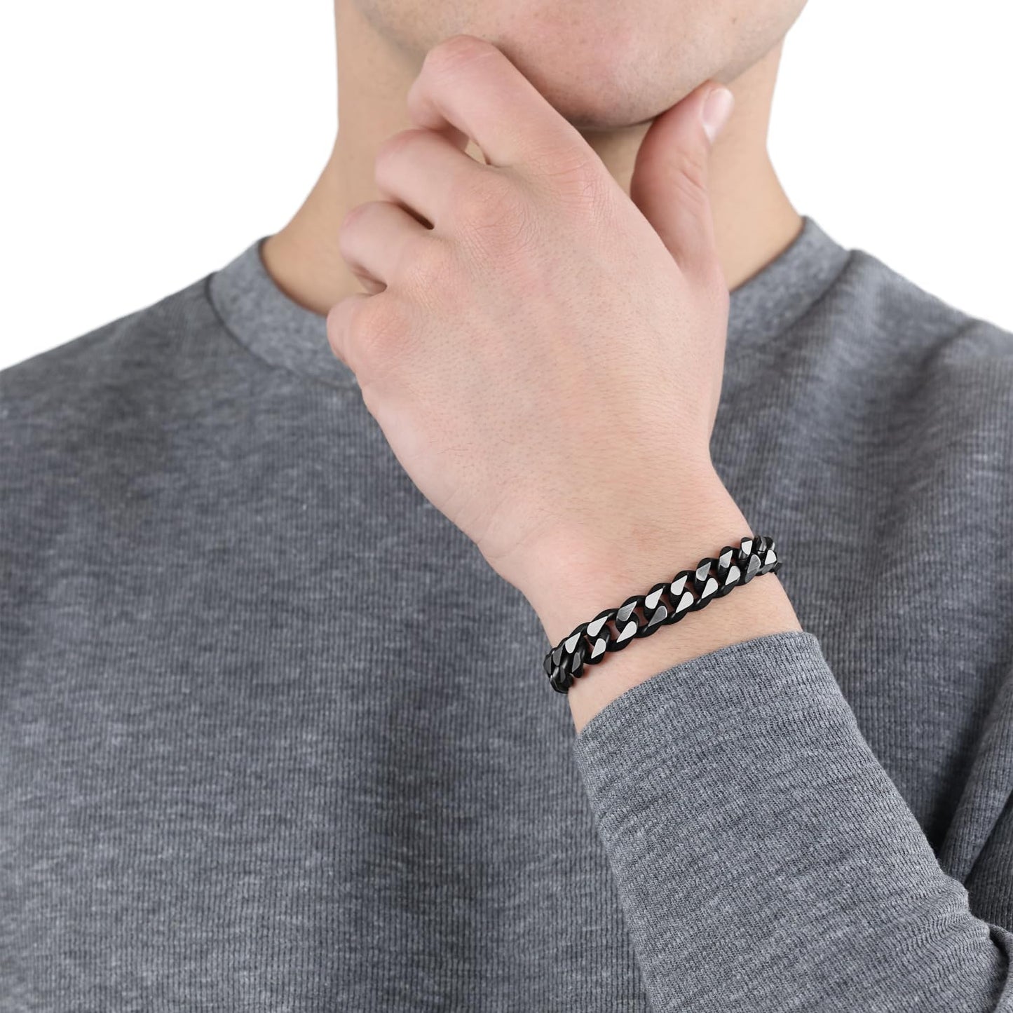s.Oliver men's bracelet made of stainless steel (matte black): Curb links - Adjustable