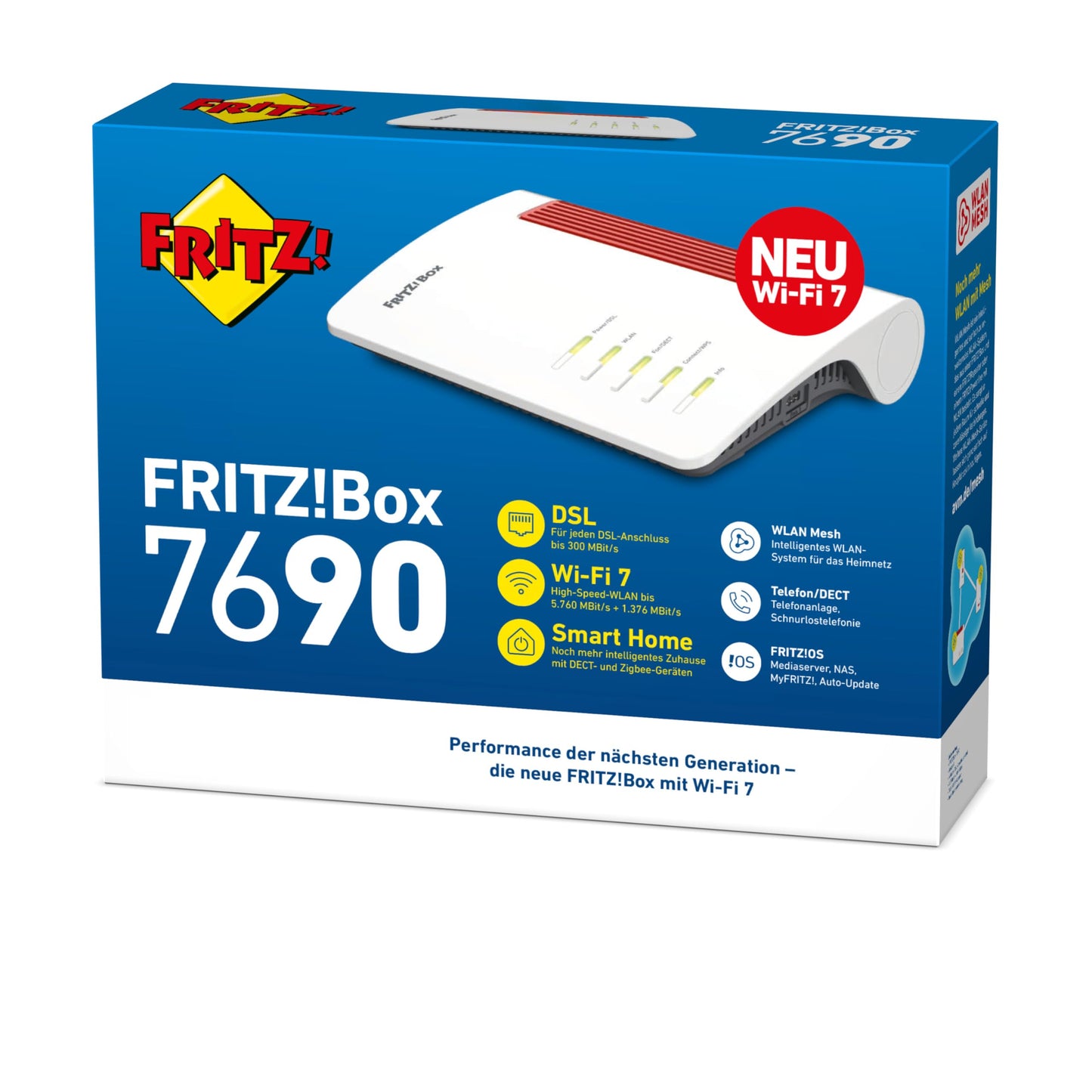 FRITZ!Box 7690 (Wi-Fi 7 DSL-Router mit 5.760 MBit/s (5GHz) - DECT-Basis