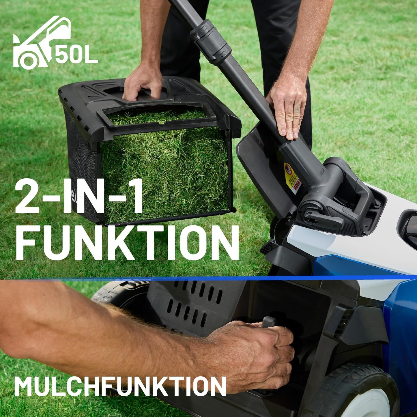 Litheli Easysurge cordless lawn mower including 2x4.0Ah batteries: Self-propelled (2.2-4.7 km/h), brushless motor