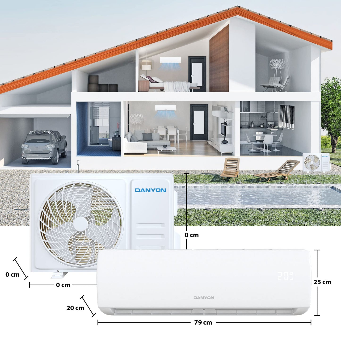 Danyon Multisplit Klimaanlage mit 2 Innengeräte: 18000BTU - 5,2kW - Wifi + APP