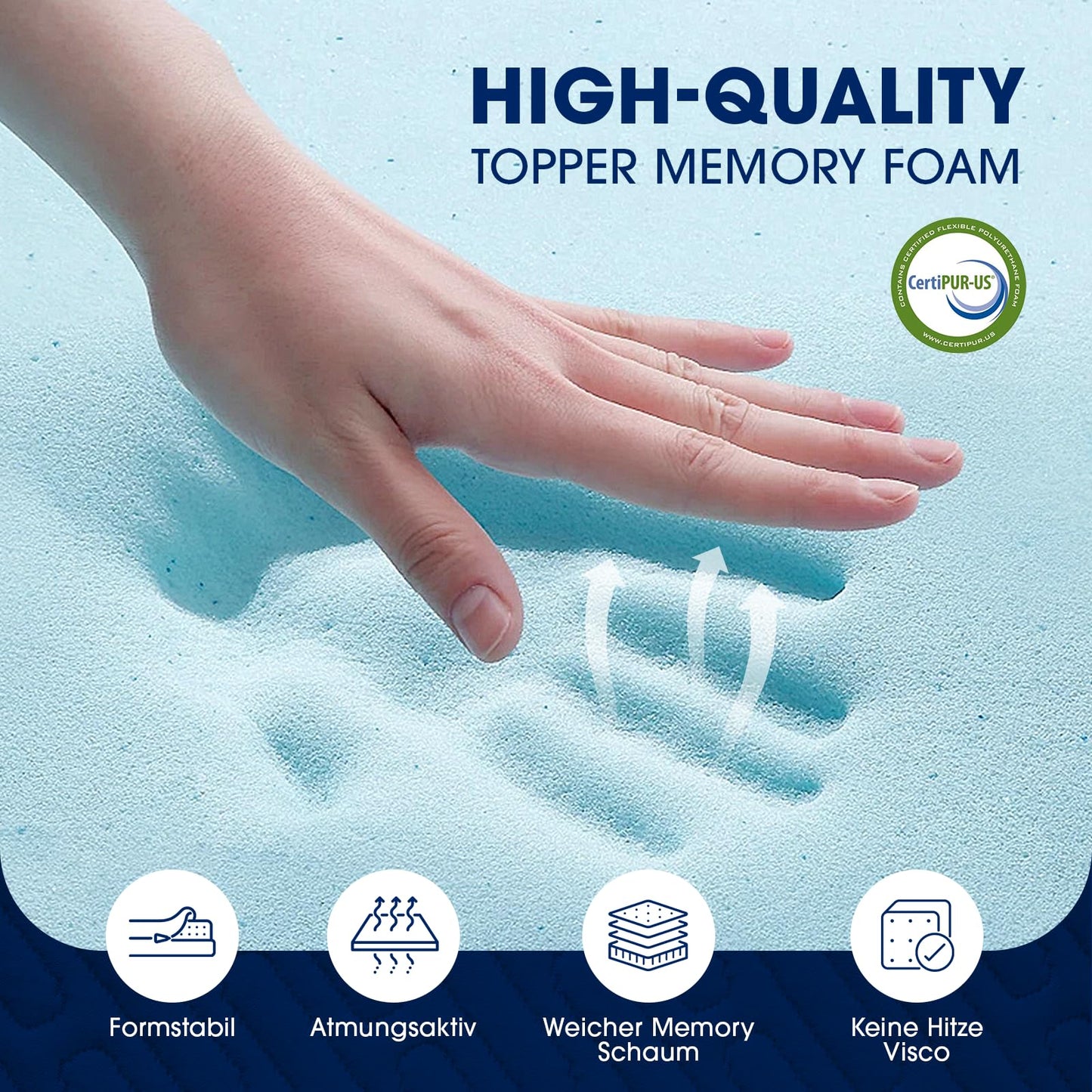DOPEDIO mattress topper | Ergonomic memory foam topper with bamboo cover