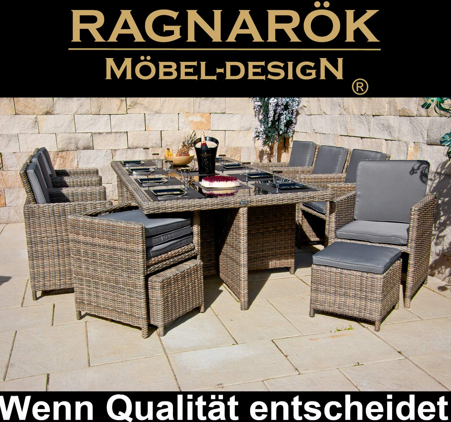 Ragnarök furniture design garden dining set for 12 people: Premium quality from Germany