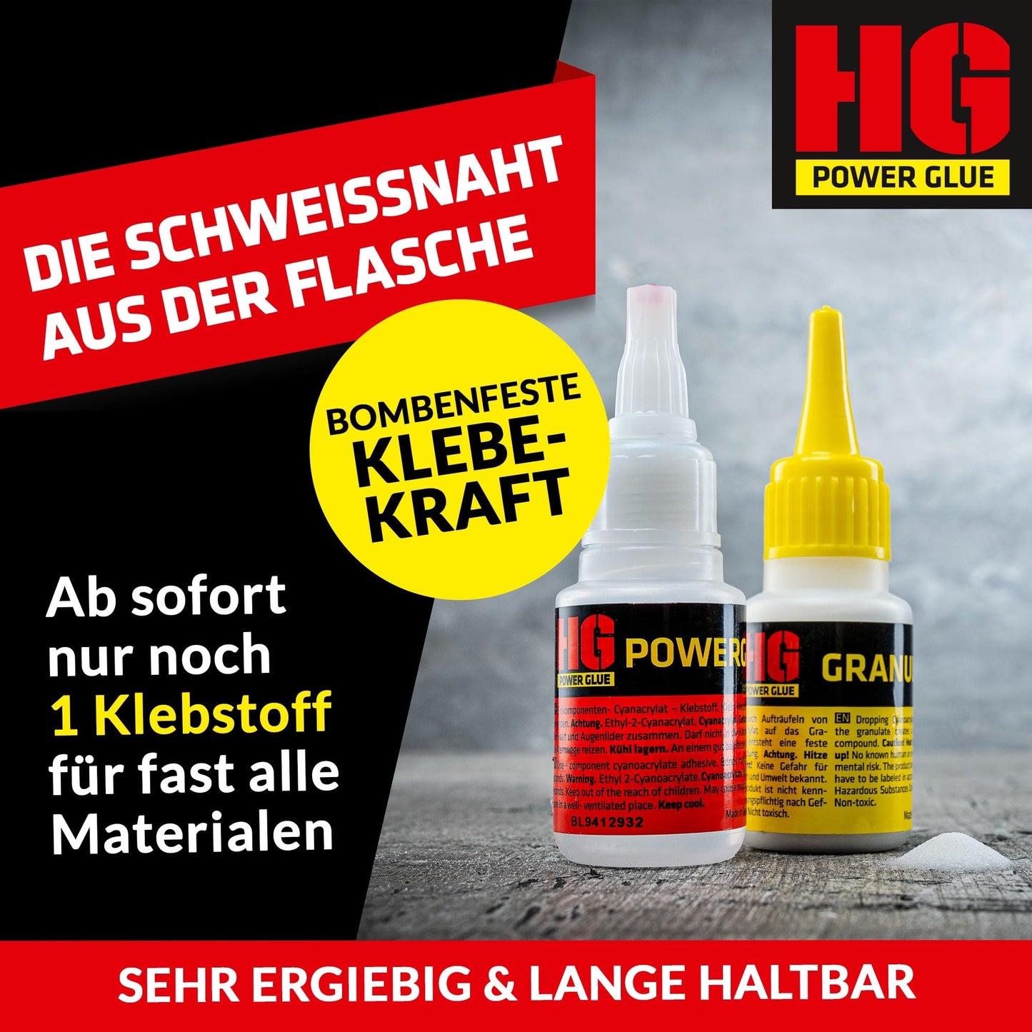 SCHWEISSNAHT aus der Flasche Sekundenkleber by HG Power Glue-MINIS | Extra-Stark