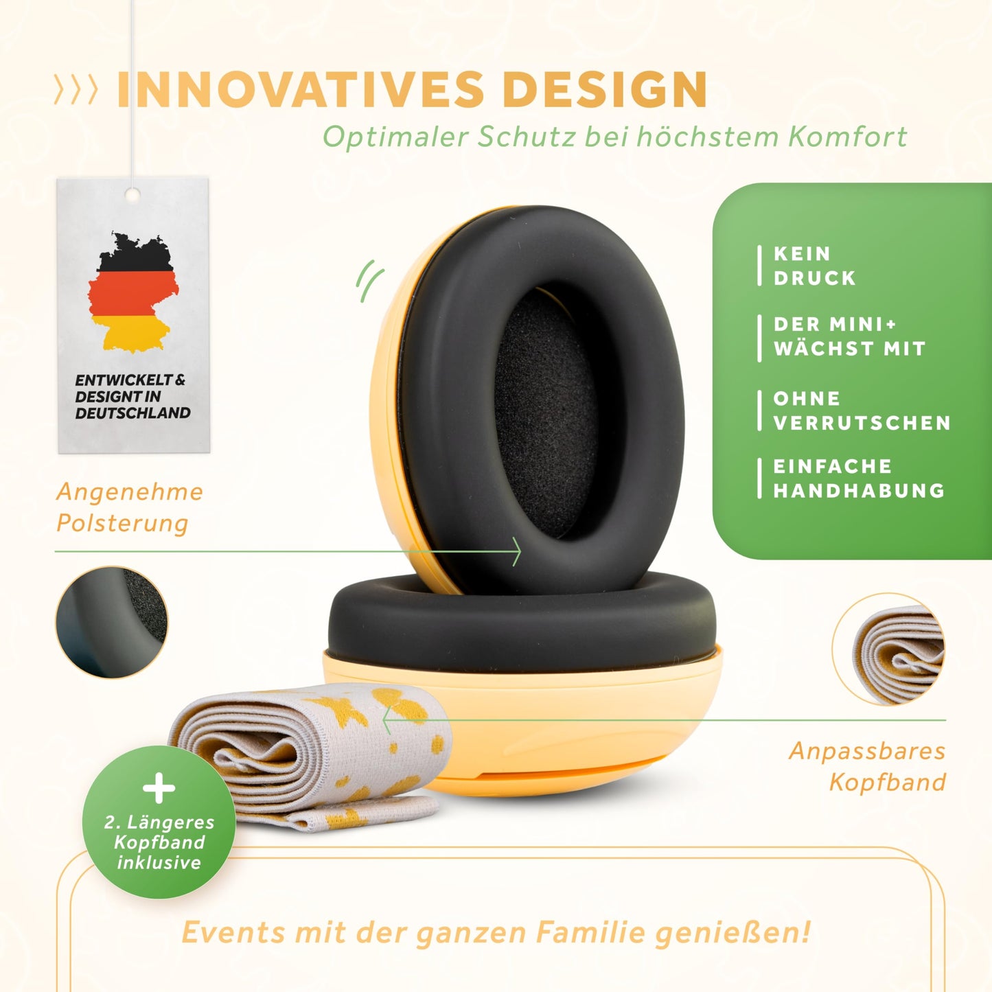 Schallwerk® Mini+ earmuffs for toddlers (Lion Yellow): Noise protection headphones for babies and children