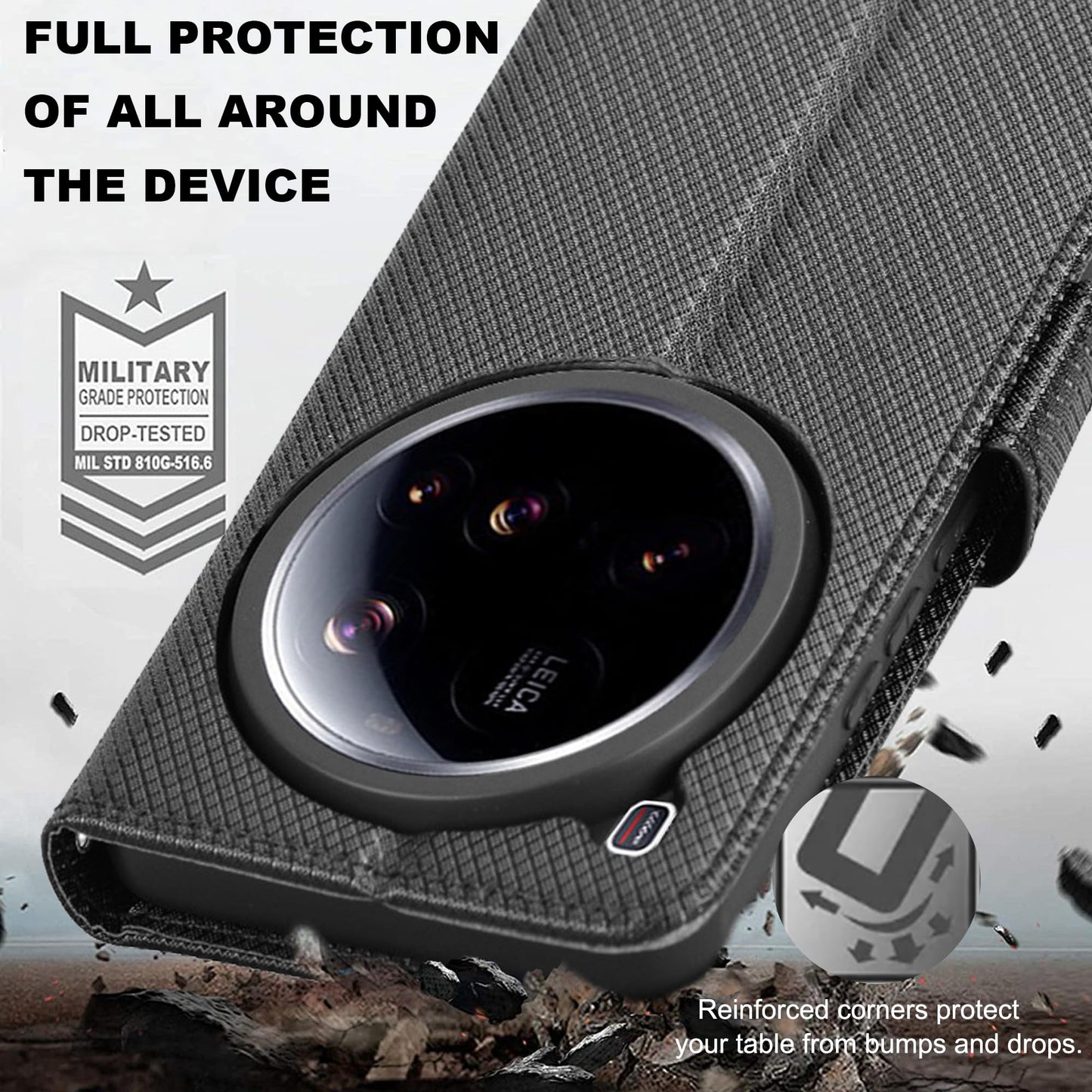 Smartphone Hülle für Xiaomi 15 Ultra 5G: Premium Kohlefaser-Cover | Klappbar Flip