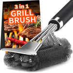 Grillbürste, TNTOR Grill Reinigungsbürste mit Extra Langer Edelstahl Borsten, Edelstahl Spatel und PP Wärmedämmung Griff, für Gasgrill, Holzkohlegrill, Kugelgrill, Elektrogrill und Grillrost.