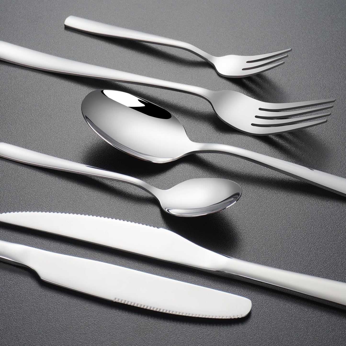Deleca stainless steel cutlery set for 12 people (72 pieces): Dishwasher safe, silver table cutlery for home