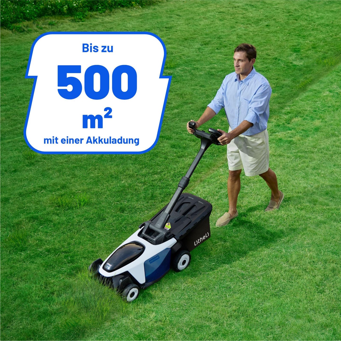 Litheli Easysurge cordless lawn mower including 2x4.0Ah batteries: Self-propelled (2.2-4.7 km/h), brushless motor