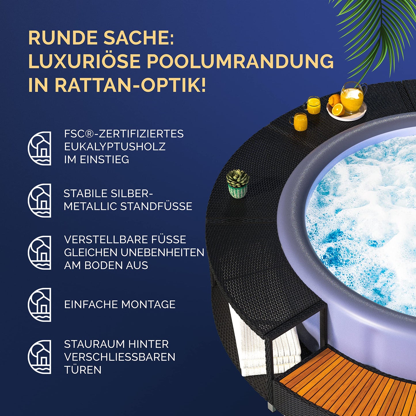 Casaria® Luxus Whirlpool-Verkleidung aus FSC®-zertifiziertem Eukalyptus-Hartholz