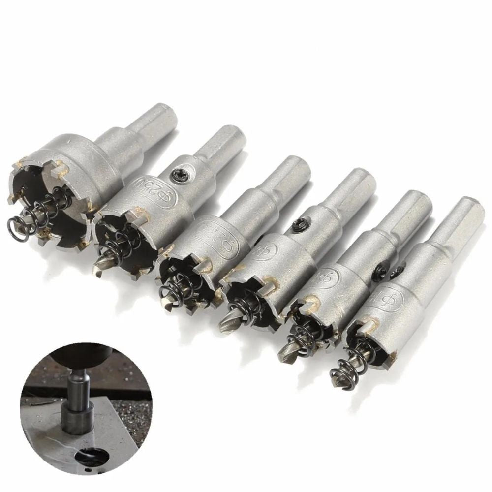 6tlg. Metallbohrer-Set mit Hartmetallspitze 16-32mm: Lochsägen für Metall und Holz4