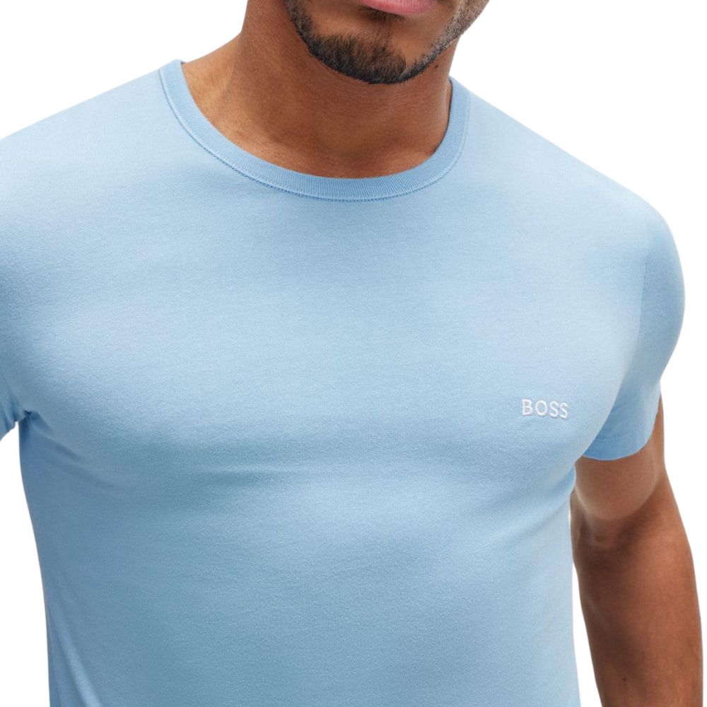 BOSS men's T-shirt: cotton jersey, logo embroidery, classic round neck