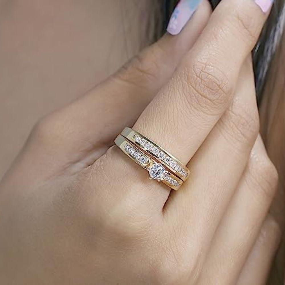 DazzlingRock Collection (K3259-14KY) ladies' ring: 14K yellow gold, round cut, IJ diamond