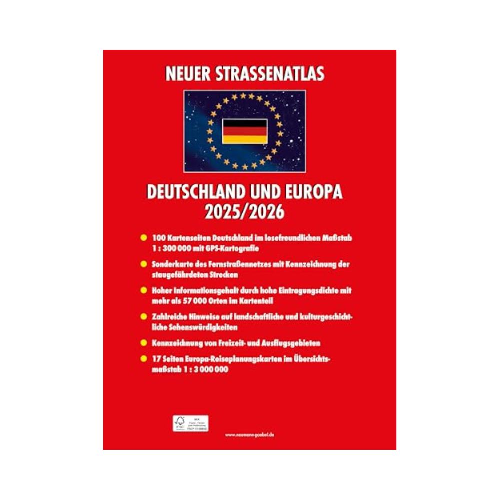 New Road Atlas Germany/Europe 2025/2026: Practical with spiral binding