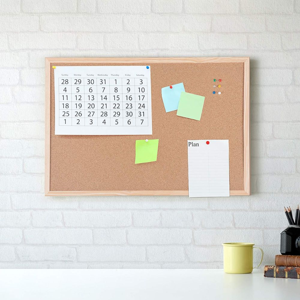 Bi-Office corkboard pinboard with wooden frame (60x45cm) in various sizes