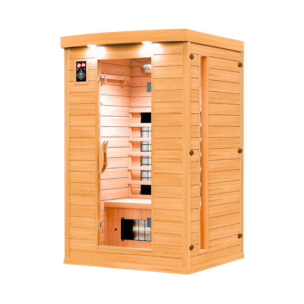 Dewello® Infrarotsauna 'Hyder' (115x105cm) für 1-2 Personen aus Hemlock-Holz, LED, Bluetooth