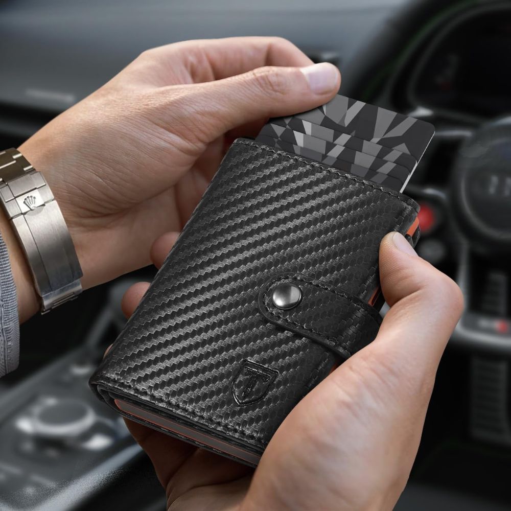 Slim wallet for men with coin pocket & RFID protection: credit card holder