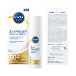 NIVEA SUN 2-in-1 Primer Daily UV Serum SPF 50+ | Perfume-free with hyaluronic acid and antioxidants (30 ml)